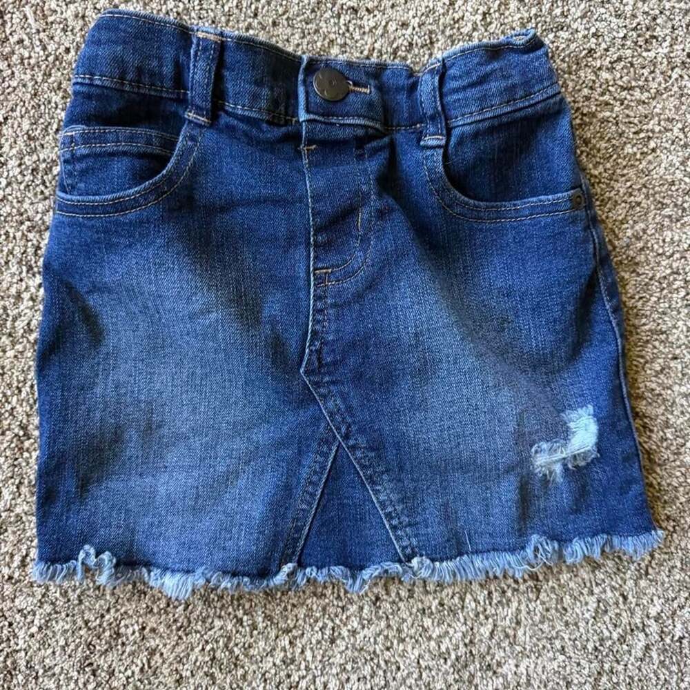 Garanimals Denim Skirt Size 4T Dark Wash Distressed Frayed Hem